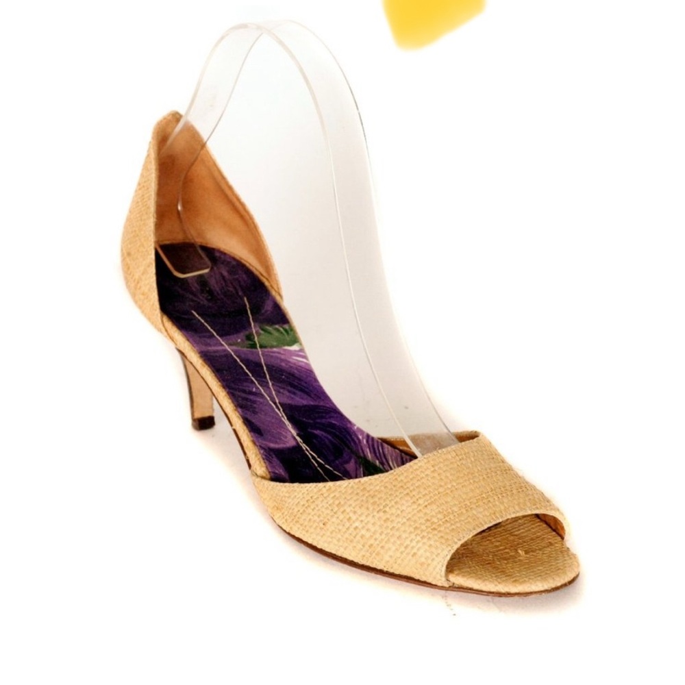 Kate Spade NY Eden Dorsey Womens Open Side Peep Toe Kitten Heel Shoe Italy Sz 8B